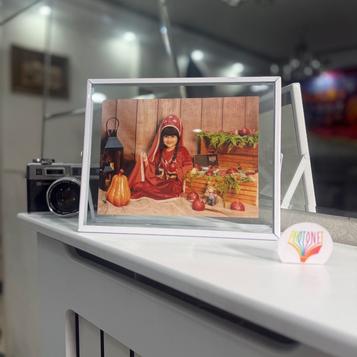 قاب عکس فلزی رومیزی افقی سفید